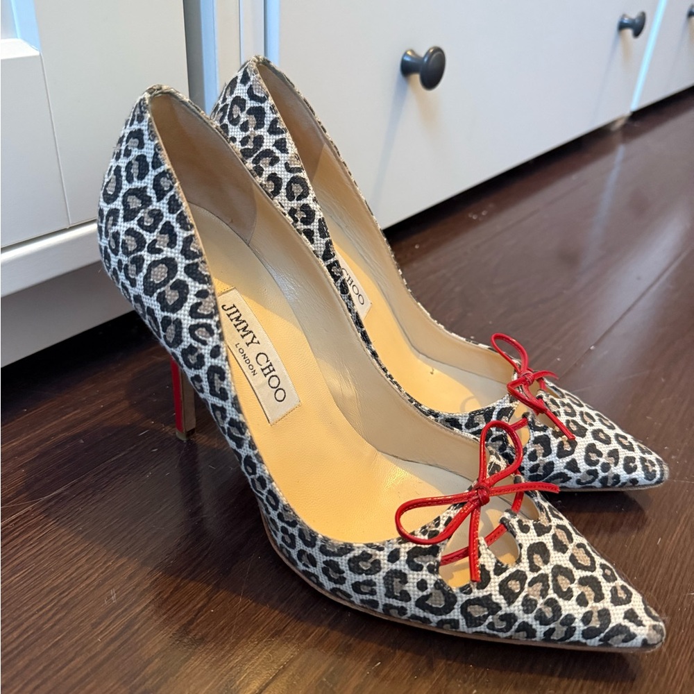 Jimmy Choo Black and Red Leopard Heels